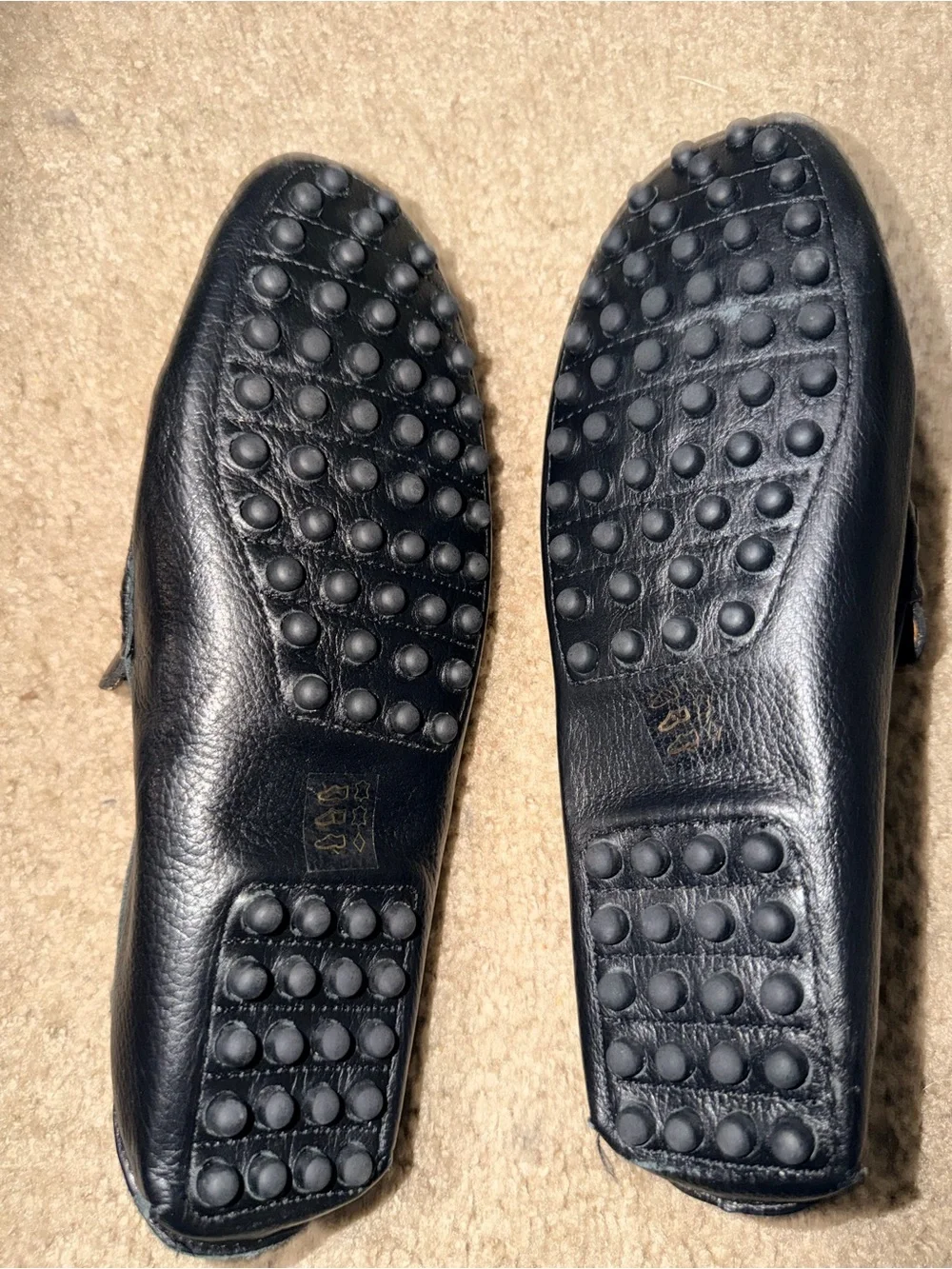 Men’s Black Leather Horsebit Driving Loafers Moc Toe Brazil Size 12M